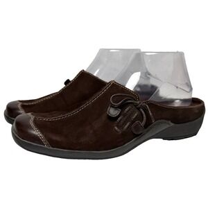 Naturalizer Slip On Mules Womens Size 8.5 Brown Suede‎ Retro Bow Detail Comfort